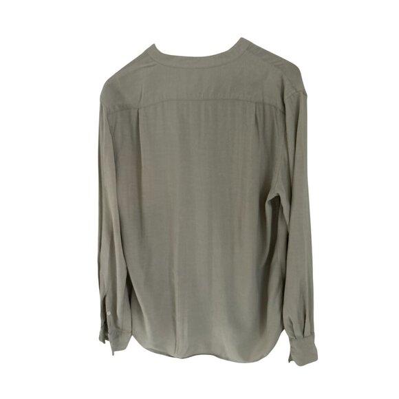 VENROY Linen Blend Button-up henley shirt tunic long sleeve pale sage  Size Med - Picture 7 of 10